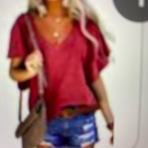 Women’s V Neck Ruffle Sleeve t-shirt